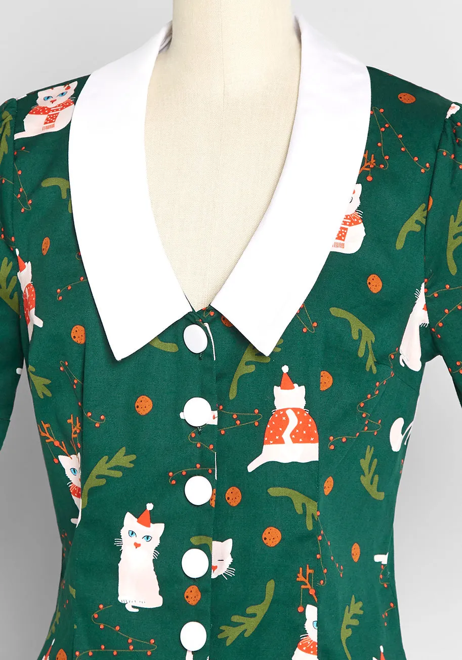 Felines Feeling Festive Button-Up Blouse sold by Modcloth product image thumbnail 3