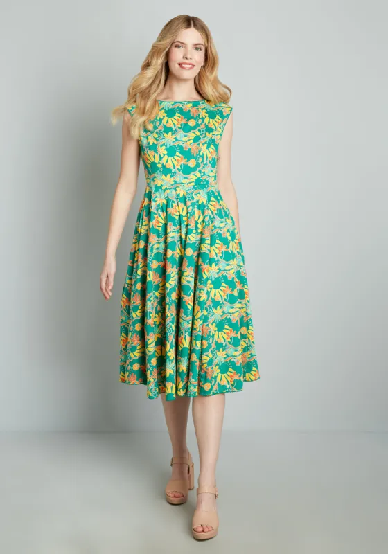 Taken By A Tropical Breeze Fit-and-Flare Dress sold by Modcloth