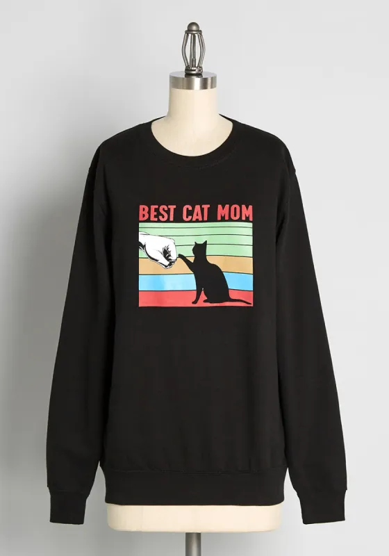 Fist Bump For Every Cat Mom Graphic Sweatshirt sold by Modcloth
