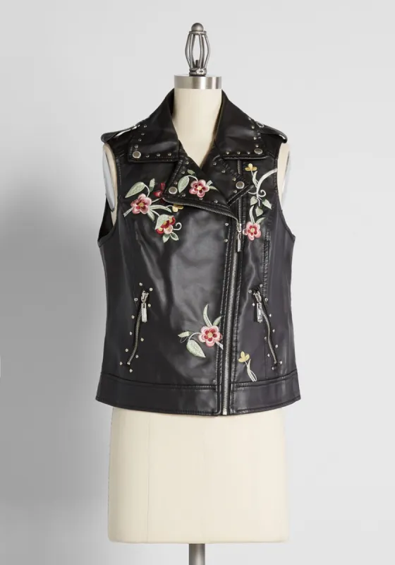 Blossoming Badass Moto Vest sold by Modcloth