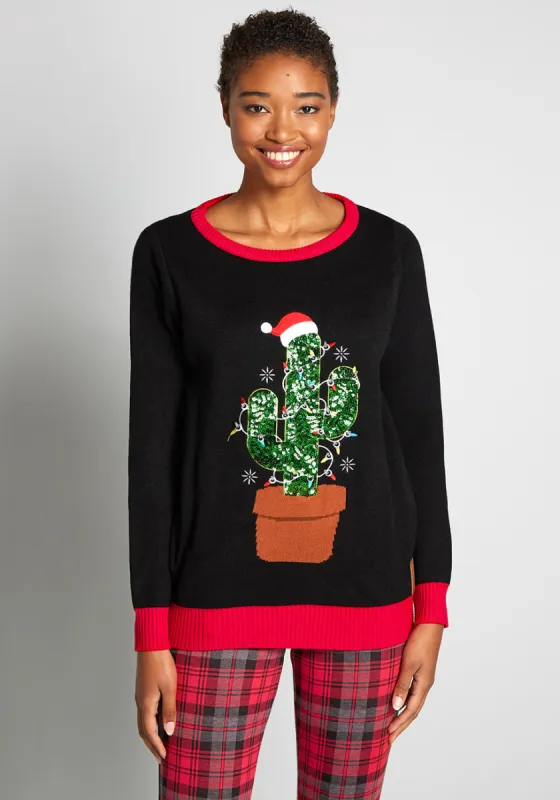 Fan-cactus-ly Lit Holidays Light Up Sweater sold by Modcloth