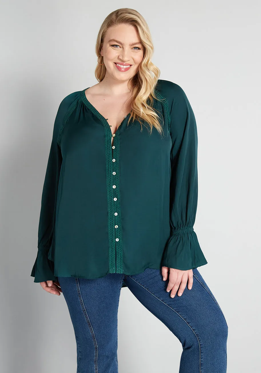 Emerald Isle Button-Up Tunic - Plus Size sold by Modcloth
