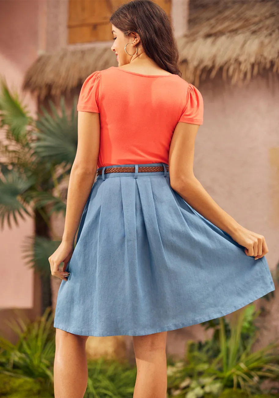 Bookstore's Best Chambray A-Line Skirt sold by Modcloth product image thumbnail 4
