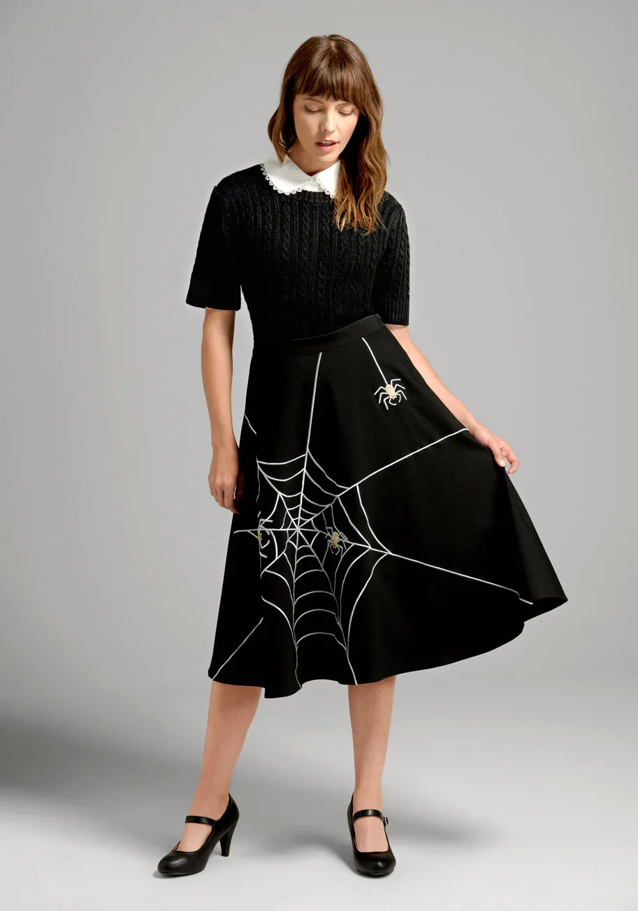 Just This Sway A-Line Skirt: Spooky Edition! sold by Modcloth