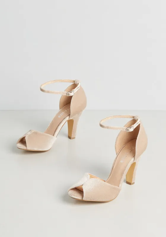 Fine Dining Velvet Peep Toe Heel sold by Modcloth
