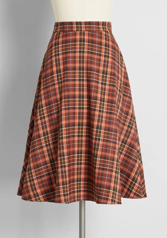 Spiced Chai Break Swing Skirt sold by Modcloth