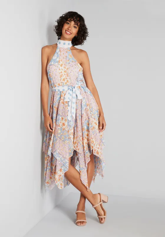 Patchwork Perfection Halter Dress sold by Modcloth