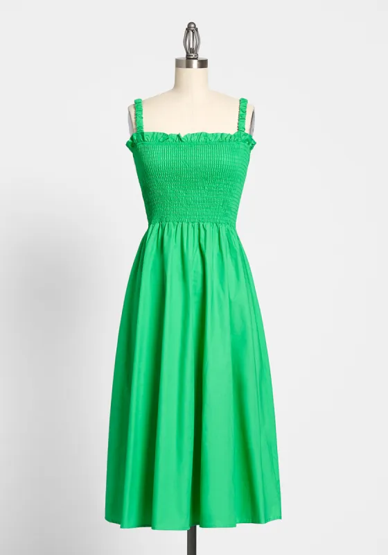How in the Whirl? Smocked Sundress sold by Modcloth