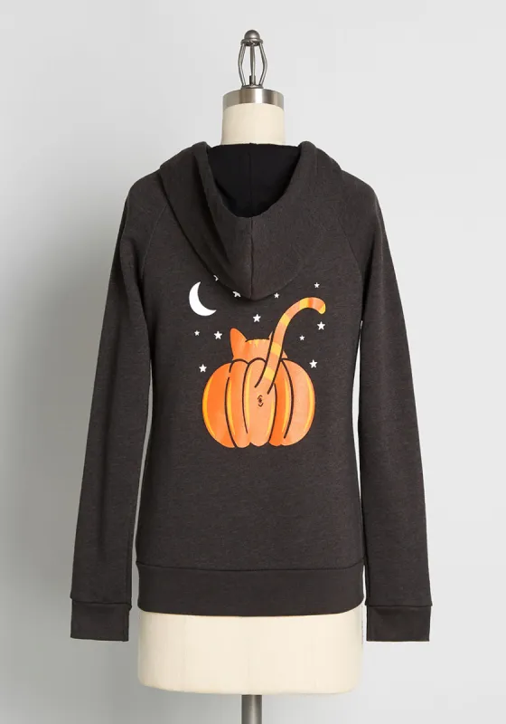 Pumpkin Butt Graphic Zip-Up Hoodie sold by Modcloth
