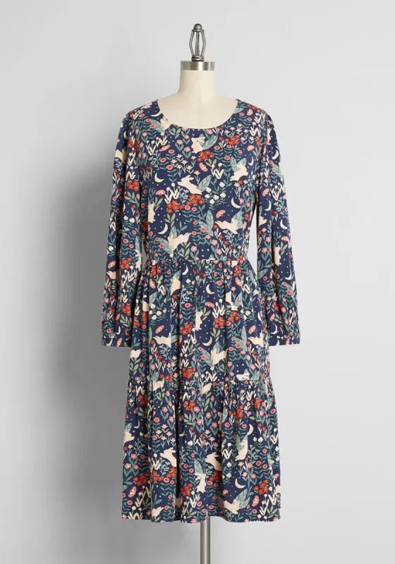 Moonlit Meadow Hijinx Tiered Dress sold by Modcloth