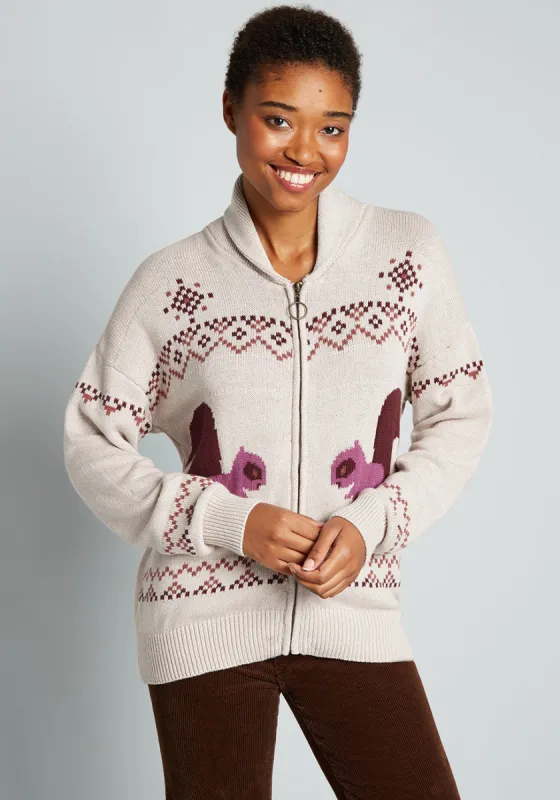 Nuttier Than Ever Fair Isle Zip-Up Sweater sold by Modcloth