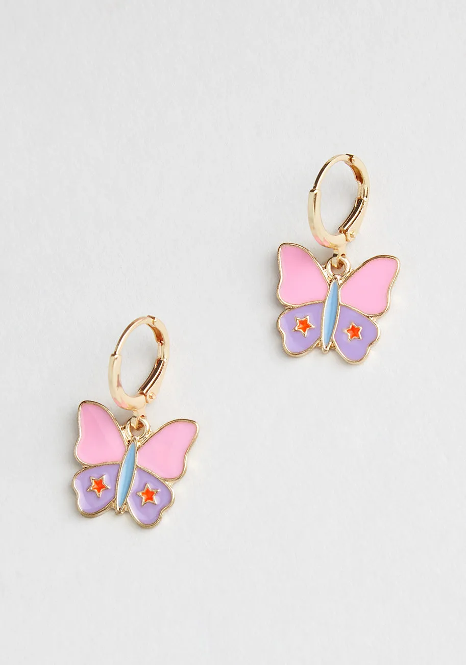 Butterflies in the Sky Dangle Earrings sold by Modcloth