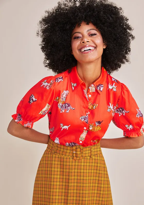 Brighter Days Puff Sleeve Shirt sold by Modcloth