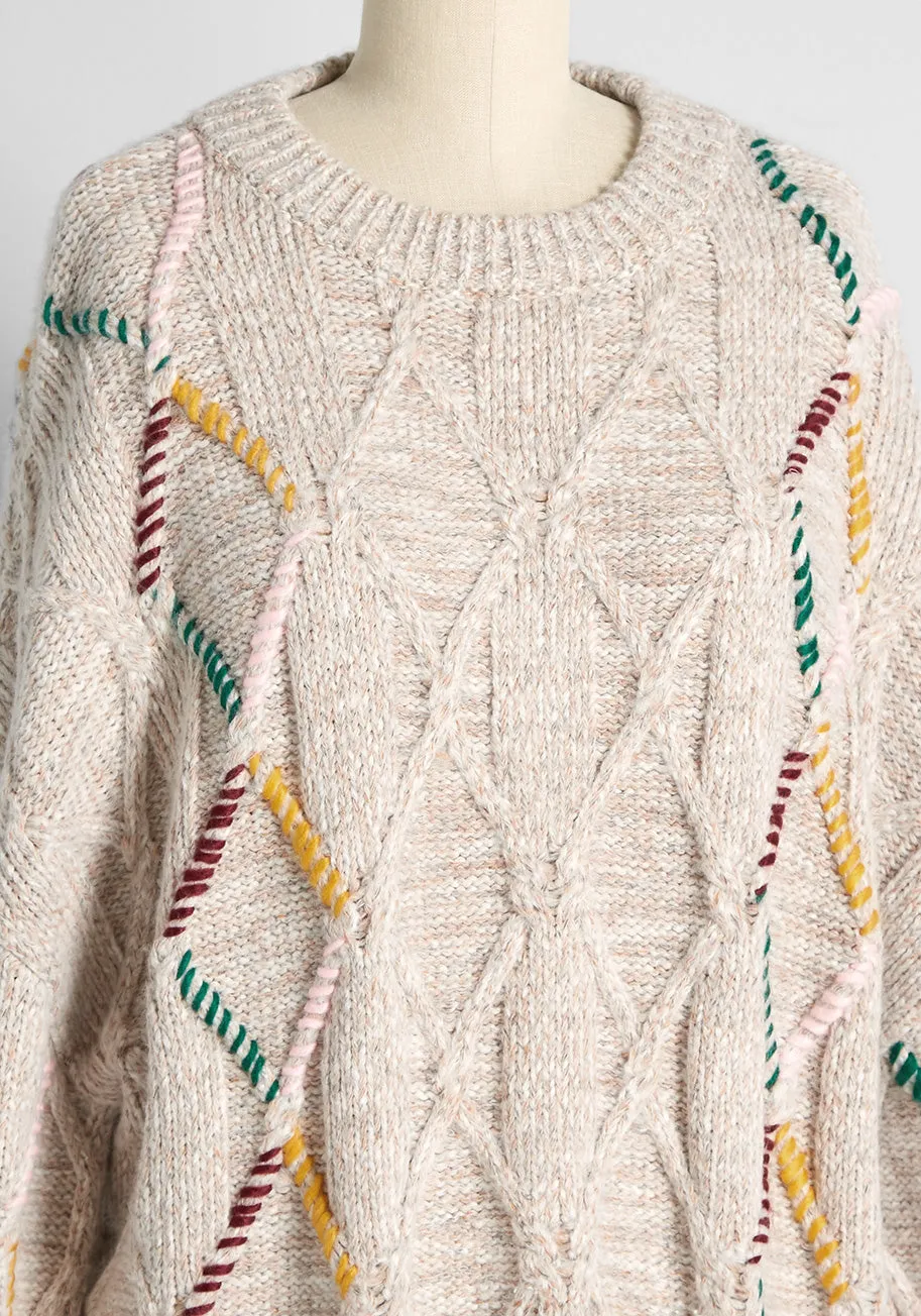 Stitched In Color Cable Knit Sweater sold by Modcloth product image thumbnail 4