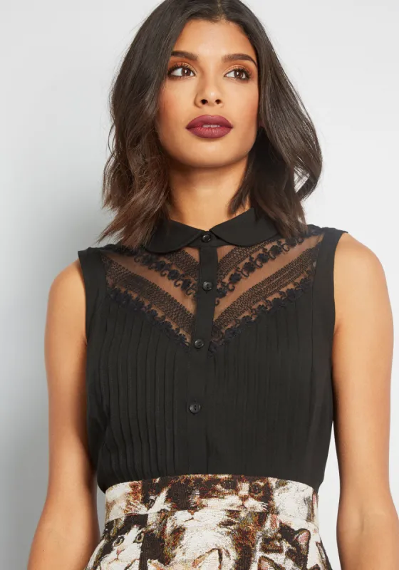 Winsome in the Willows Sleeveless Top in Black sold by Modcloth