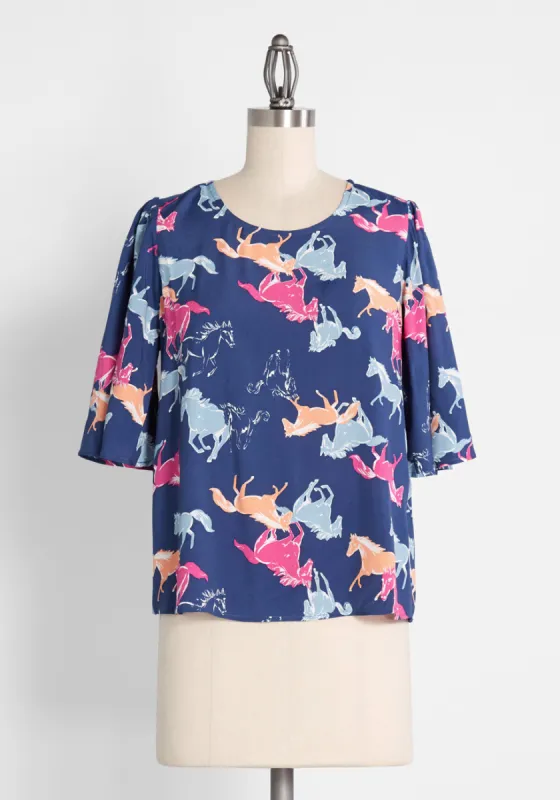 All the Pretty Horses Flutter Sleeve Top sold by Modcloth