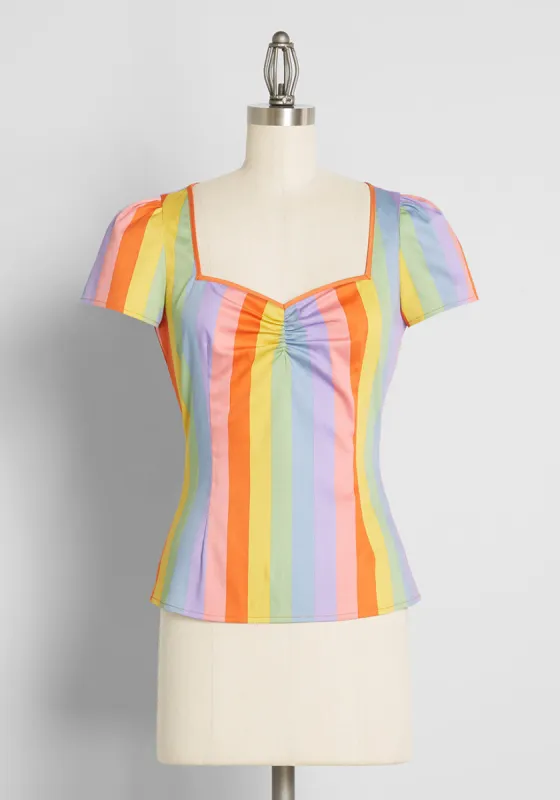 All Aboard The Rainbow Express Top sold by Modcloth