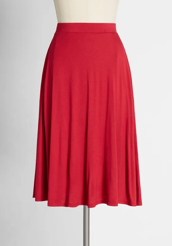 Excellence Attained Knit A-Line Skirt in Salsa sold by Modcloth