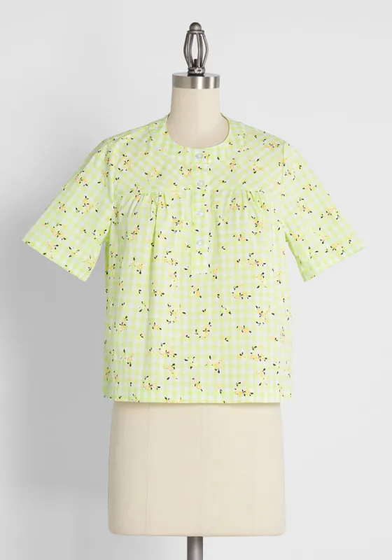 Spring Fun in Gingham Blouse sold by Modcloth