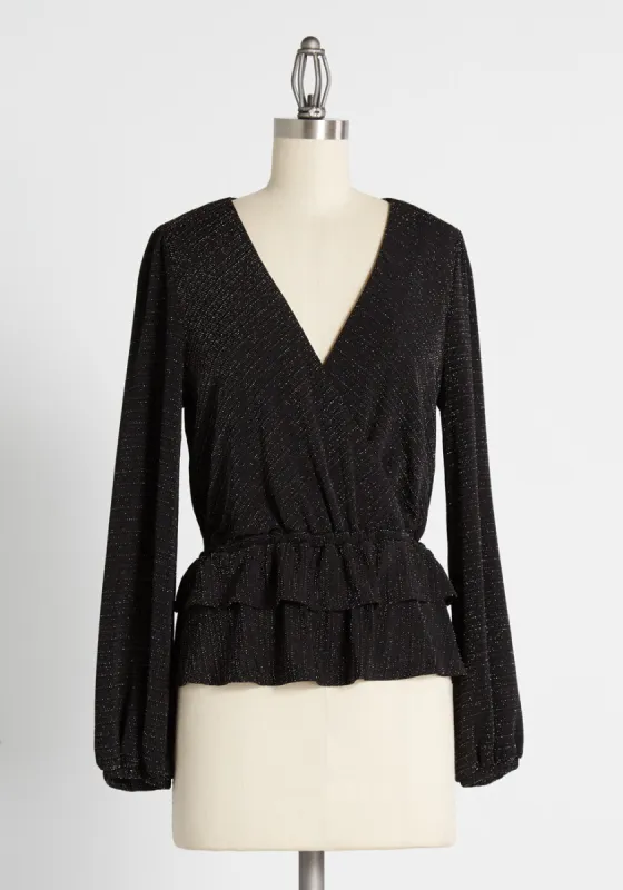 Layered in Luminosity Peplum Top sold by Modcloth