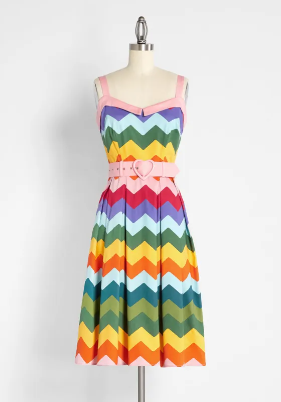 Chevron Elation Swing Dress made by Collectif