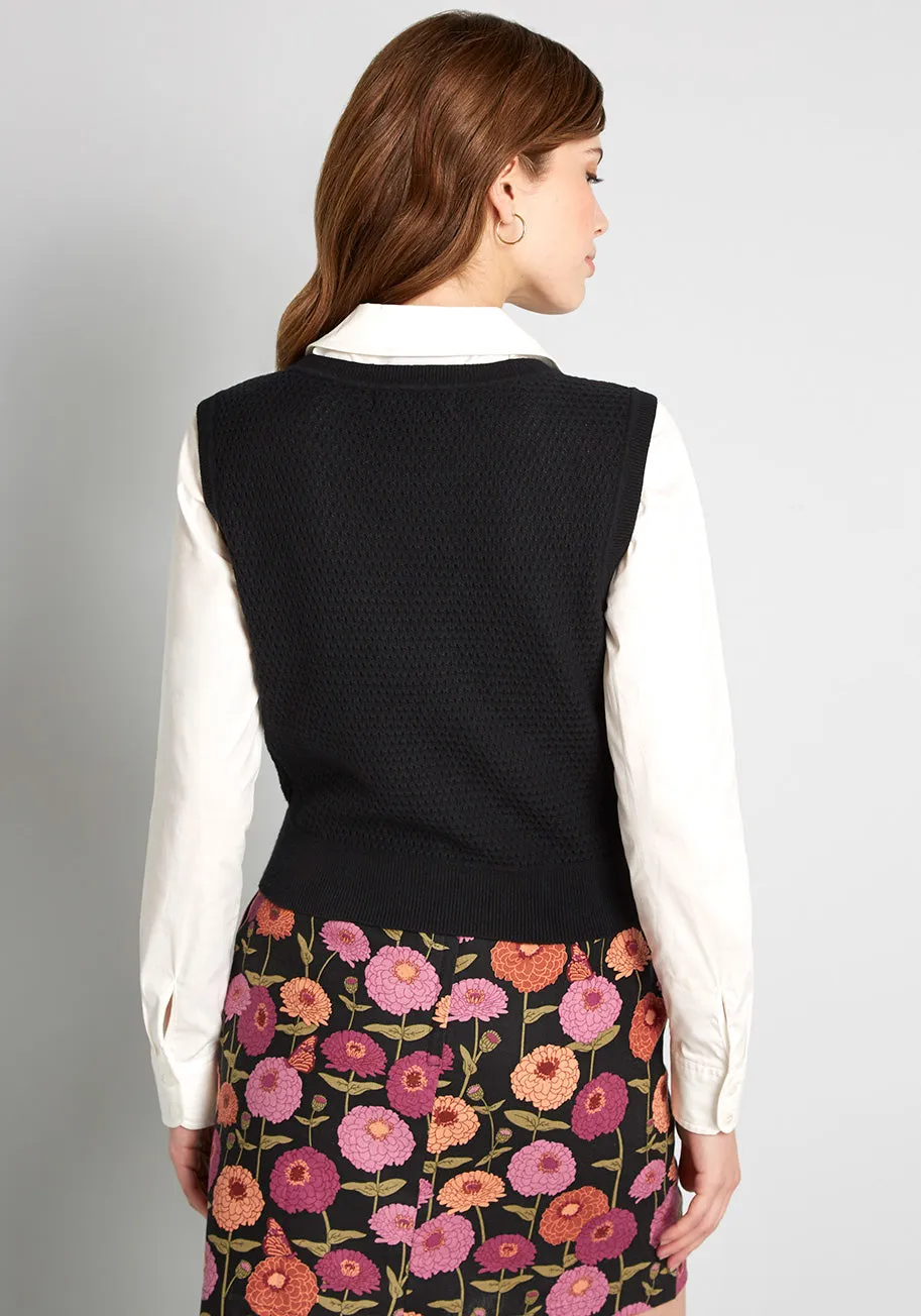 Zest For Zinnias Embroidered Sweater Vest sold by Modcloth product image thumbnail 2