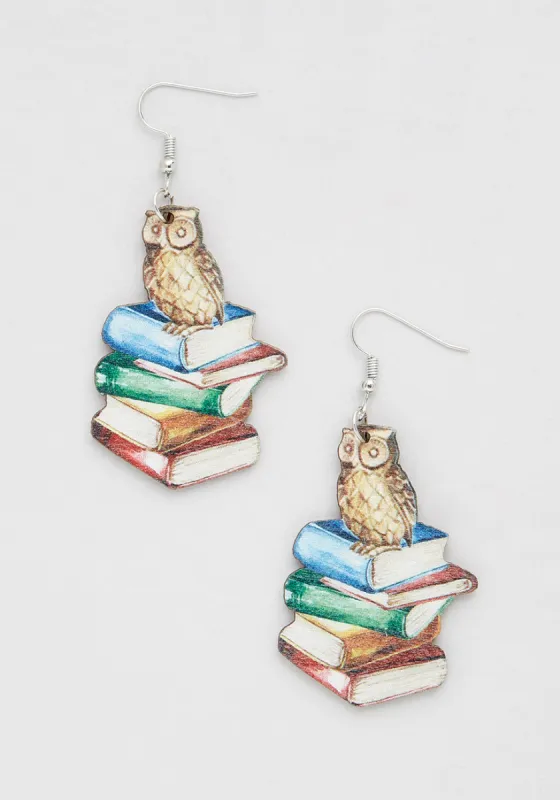 'Hoo' Loves Books? Dangle Earrings made by Modcloth