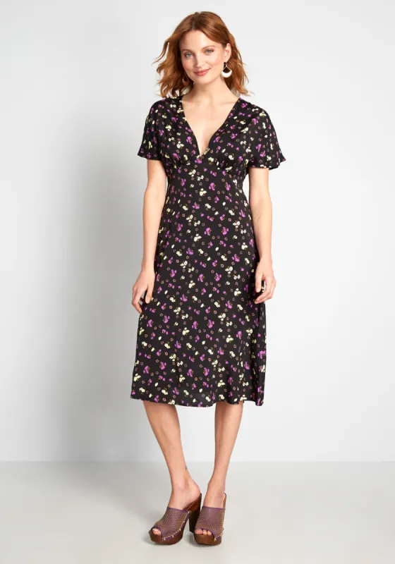 Take the Plunge Midi Dress sold by Modcloth