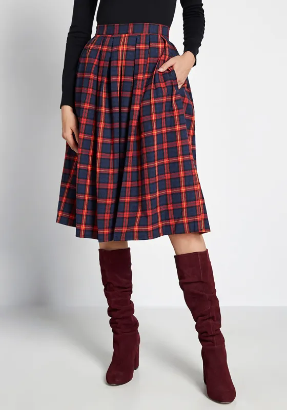 Honor Roll Plaid A-Line Skirt sold by Modcloth