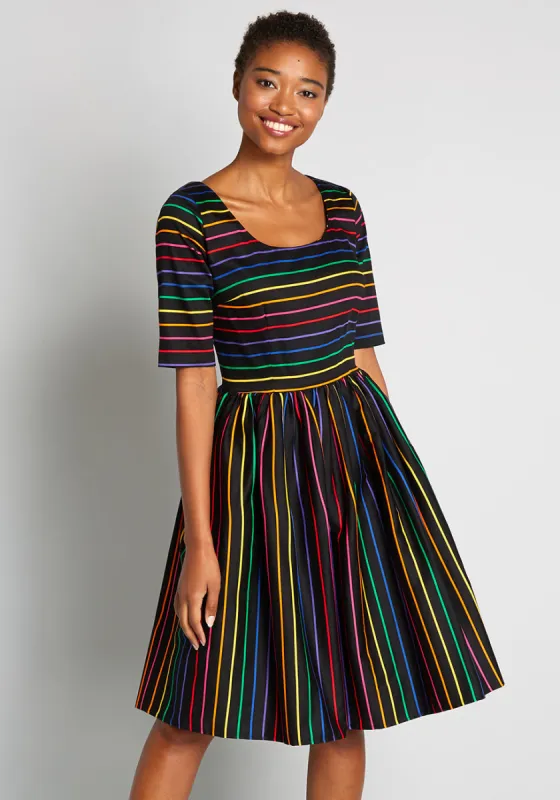Twist Full of Color Swing Dress made by Modcloth
