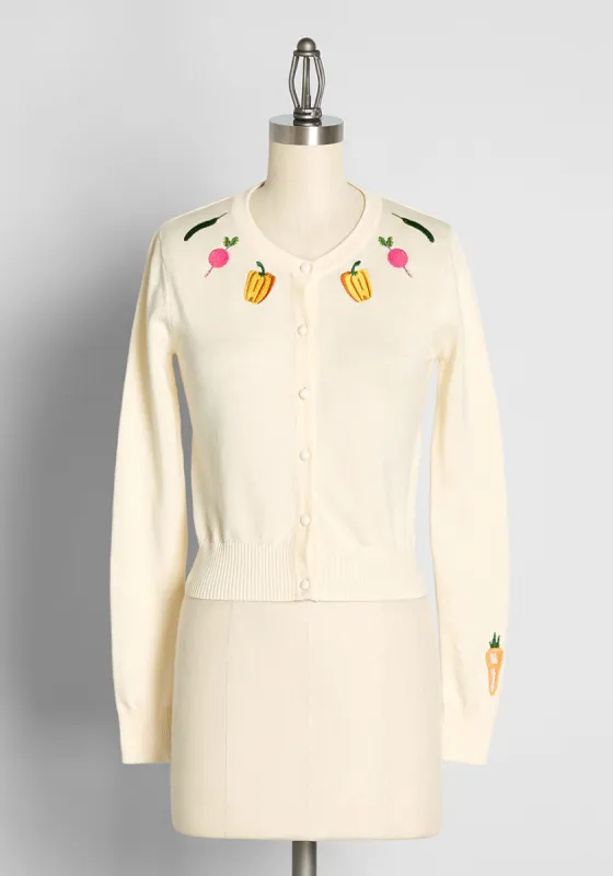 Vibrant With Veggies Embroidered Cardigan made by Collectif