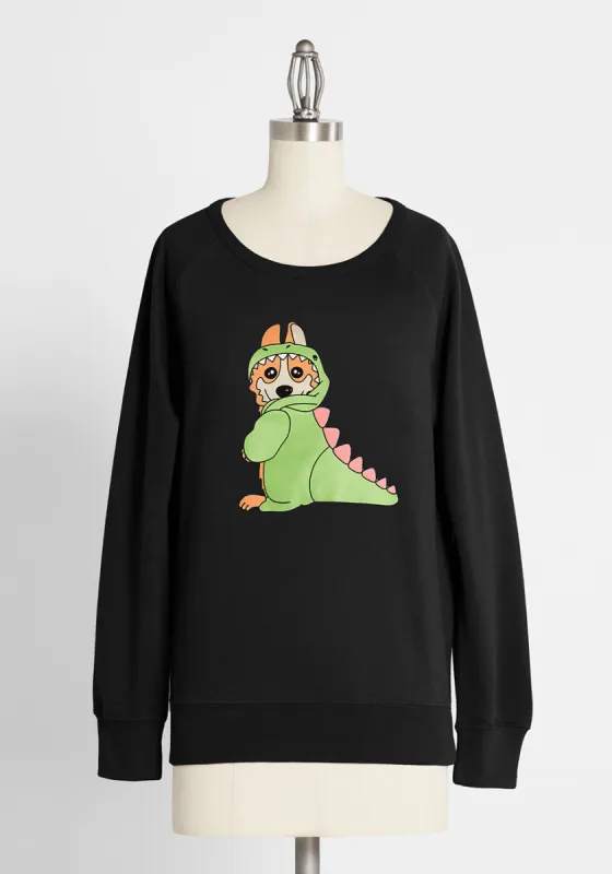 Tyranno-corgis Rex Raglan Sweatshirt sold by Modcloth