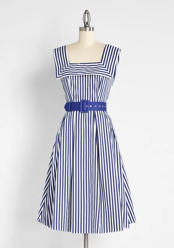 Sails and Stripes Swing Dress sold by Modcloth