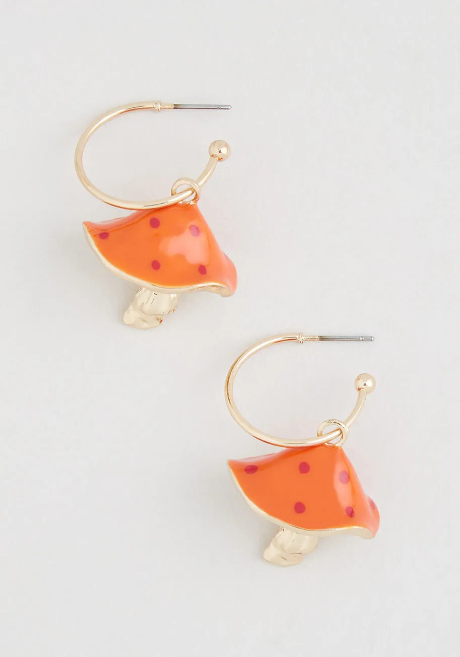 Toadstool Storytime Hoop Earrings sold by Modcloth