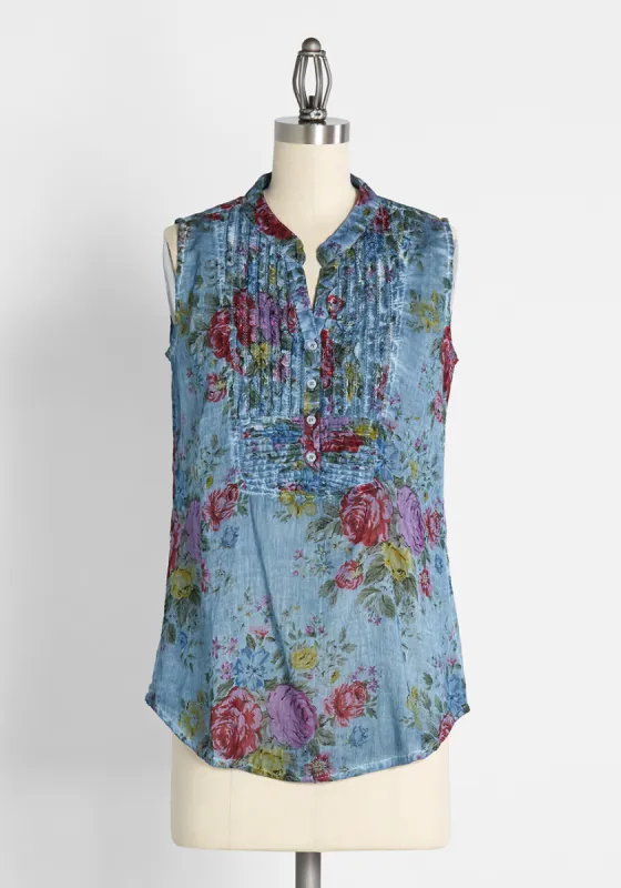 Just Breezing By Sleeveless Shirt sold by Modcloth