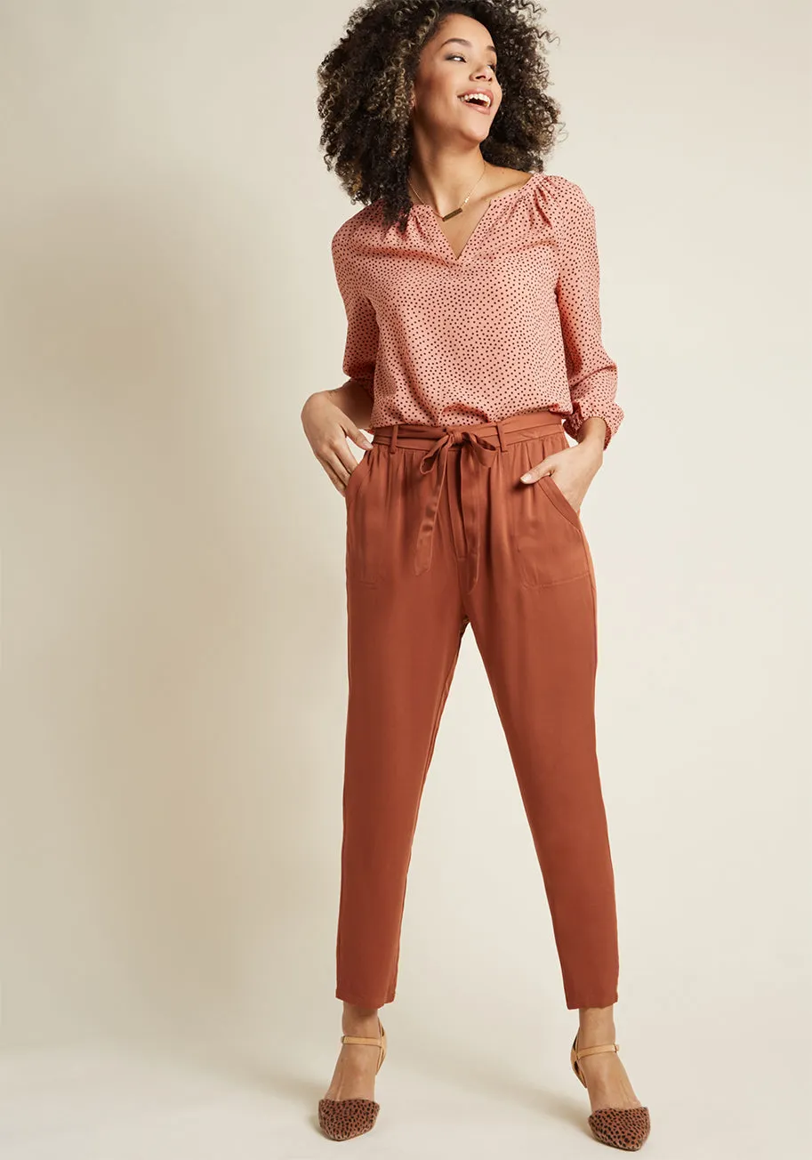 Back in a Sash Pants in Rust sold by Modcloth