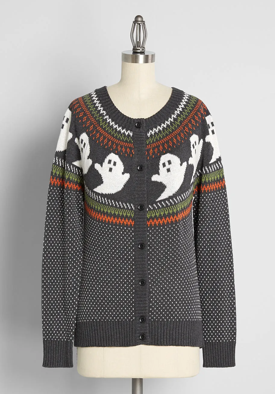 You've Been Ghosted Fair Isle Cardigan sold by Modcloth