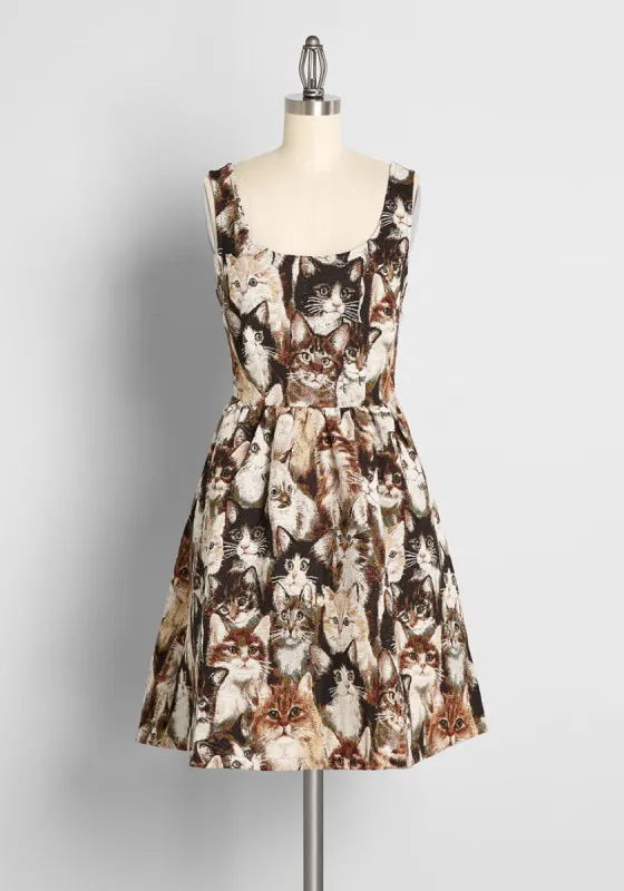 It's 'Kitten' Crazy Around Here Sleeveless Dress sold by Modcloth