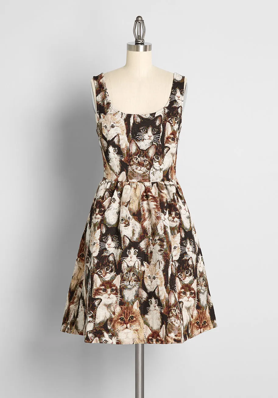 It's 'Kitten' Crazy Around Here Sleeveless Dress sold by Modcloth