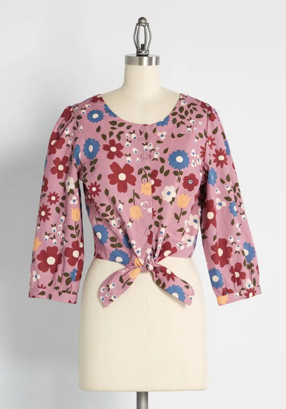ModCloth x Princess Highway Floral Tie-Front Blouse sold by Modcloth