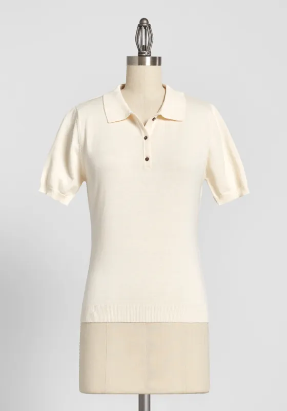 Laid-back Summer Polo Top sold by Modcloth