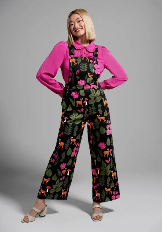 Woodland Wandering Wide-Leg Overalls sold by Modcloth