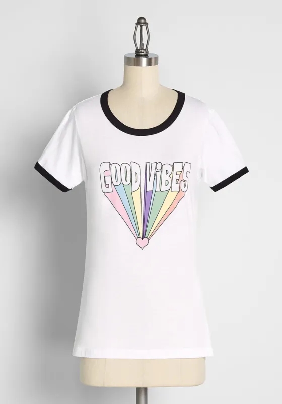 Good Vibes Ringer Tee sold by Modcloth