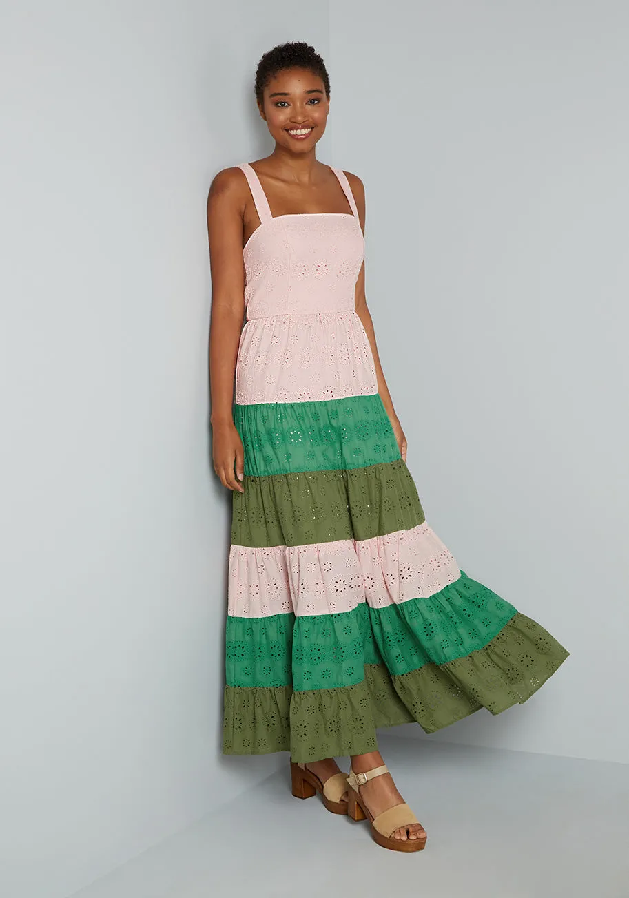 Blocked in Eyelet Tiered Maxi Dress sold by Modcloth product image thumbnail 3
