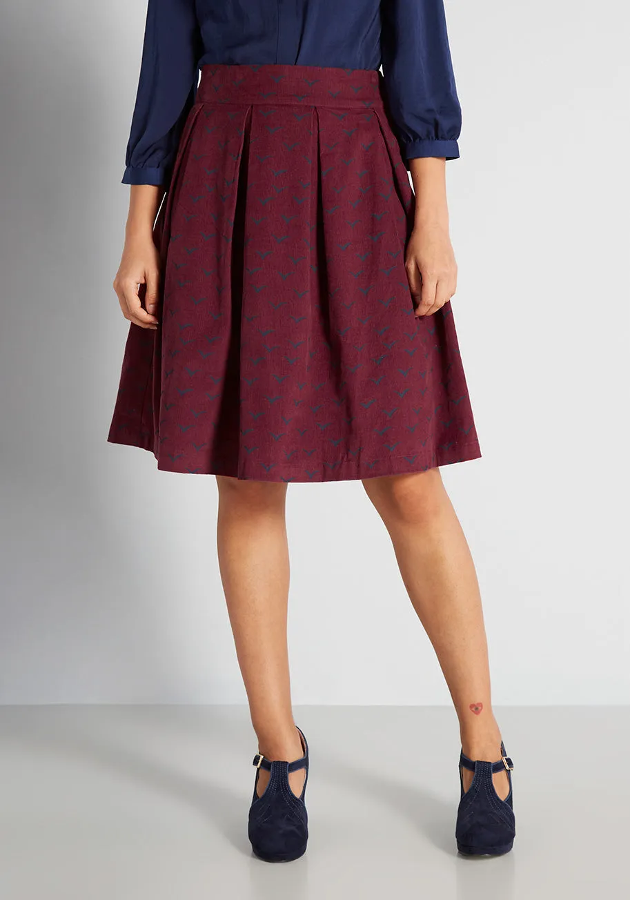 Come Fly Away A-Line Skirt sold by Modcloth