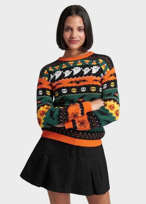 Fright Night Delight Fair Isle Sweater sold by Modcloth