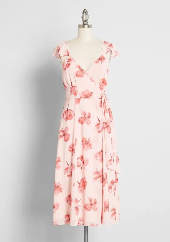 Sweet Hints and Soft Whispers Midi Wrap Dress sold by Modcloth