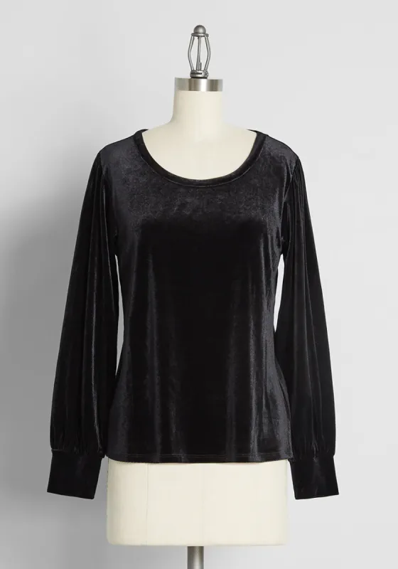 Beyond Basic Velvet Long Sleeve Top sold by Modcloth