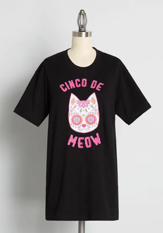 Cinco De Meow Crew Neck Tee sold by Modcloth