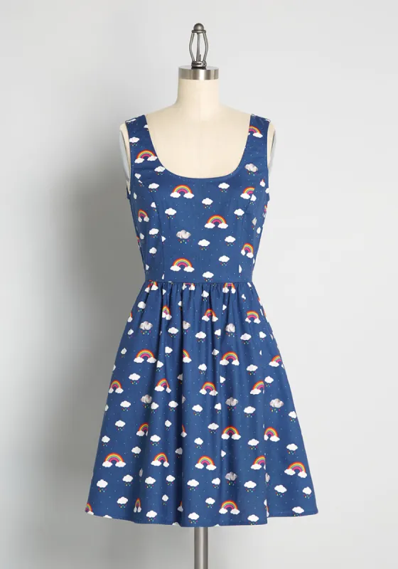 Rainbow Sky Bridge Fit And Flare Dress sold by Modcloth